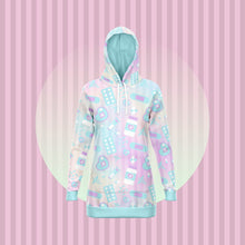 Load image into Gallery viewer, Yami Kawaii Hoodie Dress- Rainbow Scary Aliens
