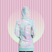 Load image into Gallery viewer, Yami Kawaii Hoodie Dress- Rainbow Scary Aliens
