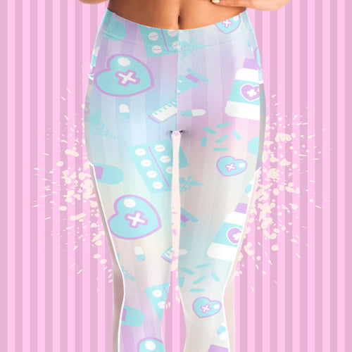 Yami Kawaii Leggings - Rainbow Scary Aliens