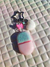 Load image into Gallery viewer, Yami Kawaii Pill Keychain - Blue Scary Aliens
