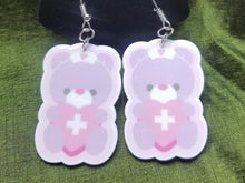 Load image into Gallery viewer, Lavender Nurse Bear Earrings
