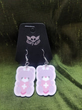 Load image into Gallery viewer, Lavender Nurse Bear Earrings
